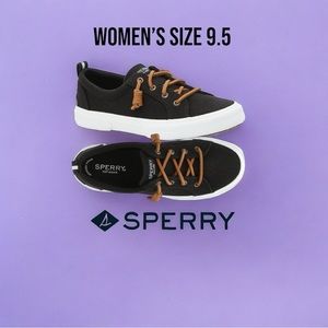 WOMEN’S 9.5 SPERRY PIER WAVE LTT SLIP-ON CANVAS BLACK SNEAKER​​​​​​